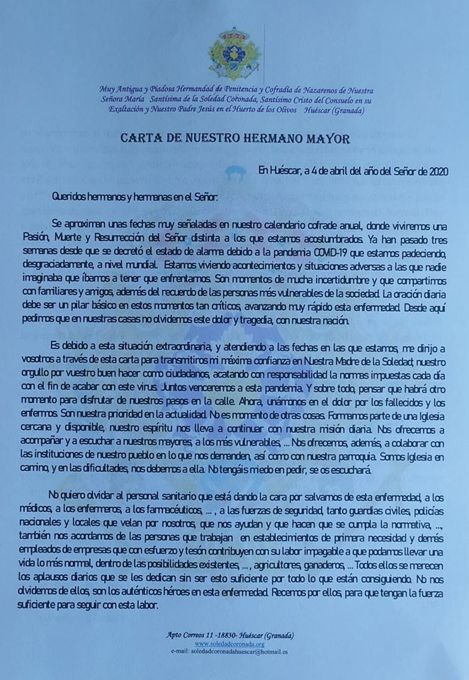 CARTA HERMANO MAYOR