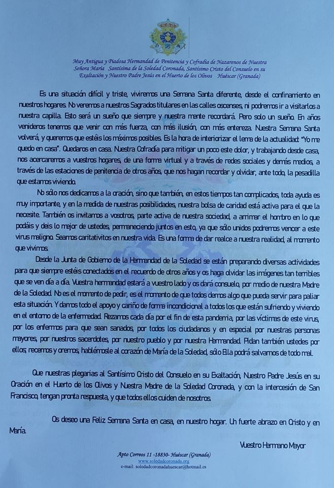 CARTA HERMANO MAYOR
