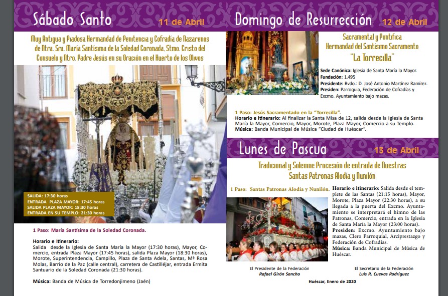 Programa Semana Santa 2020 Huéscar